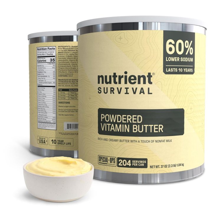 Powdered butter, nutrient survival